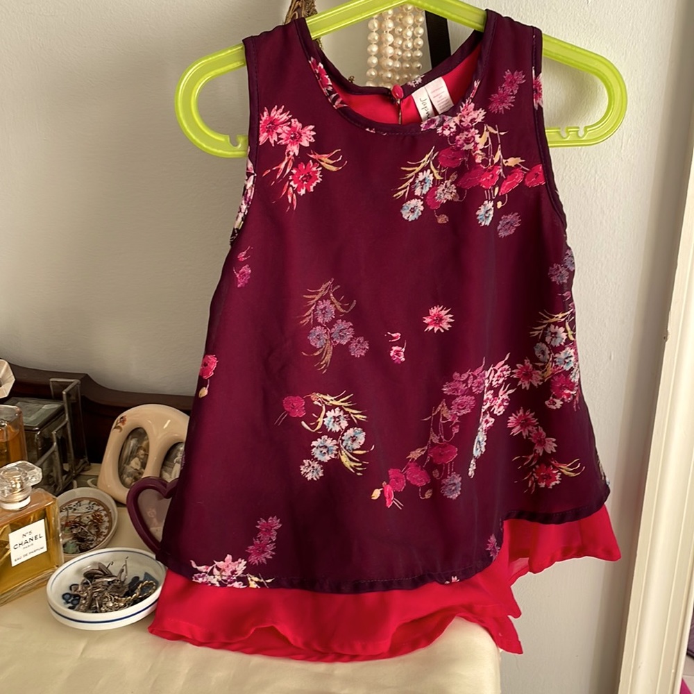 Field’s short sleeve flower print 2 layer summer top